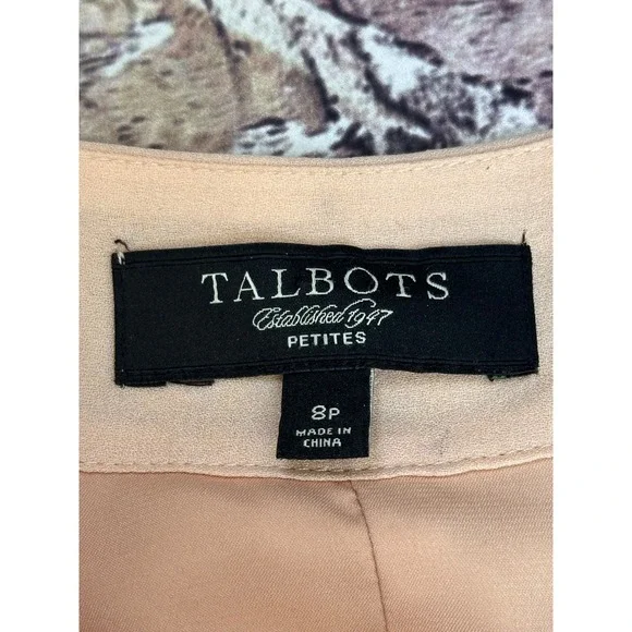 Talbots Silk Skirt 8P Petite Blush 3D Floral Rosette Hem Romantic Cottagecore - Picture 4 of 16